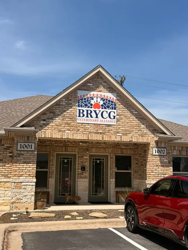 The entrance to the Brycg Veterinary Alliance office in Cedar Park, Texas